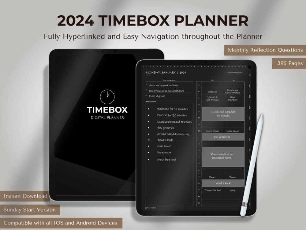 Dark Mode Timebox Planner