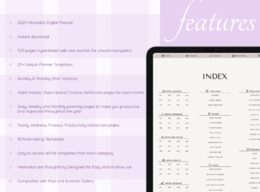 features of 2025 minimalist planner