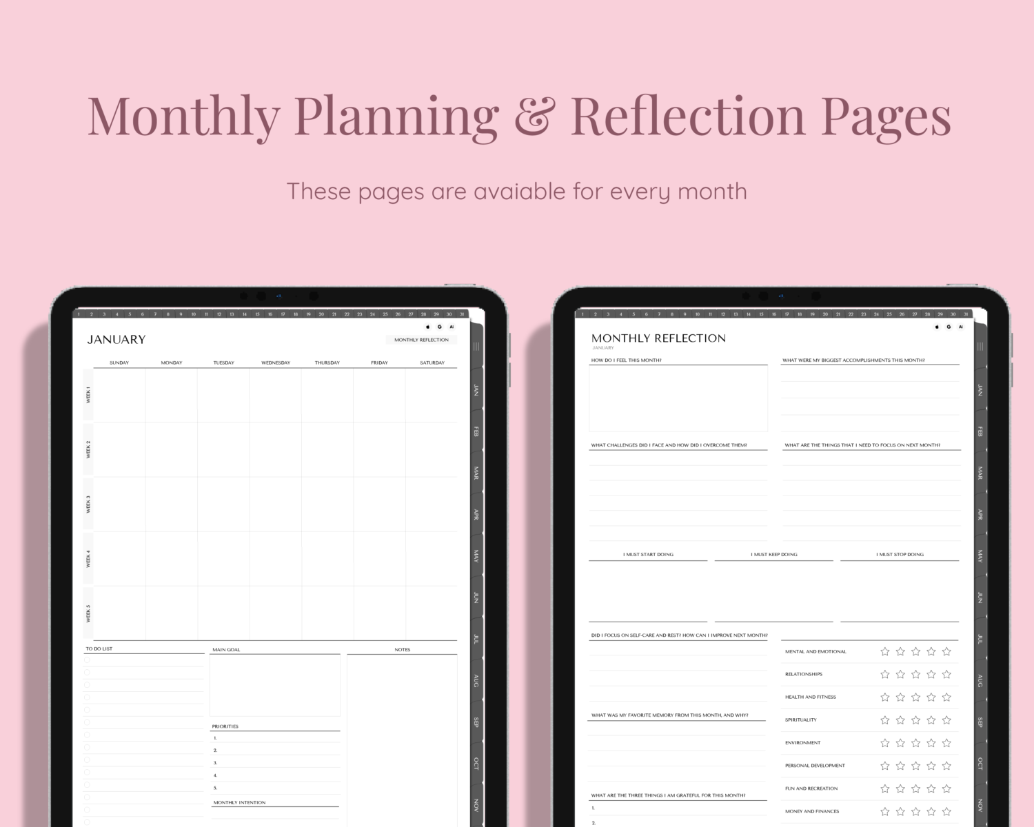 Index of Timebox Undated Digital Planner Index of Timebox Undated Digital Planner