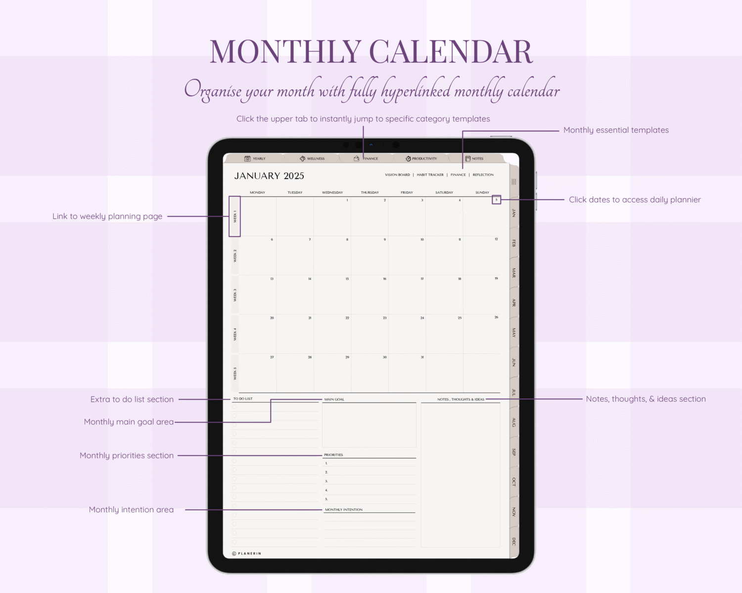 monthly planner of 2025 minimalist planner
