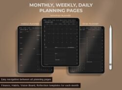 Monthly, weekly, daily planning pages-01 Dark Mode Ultimate