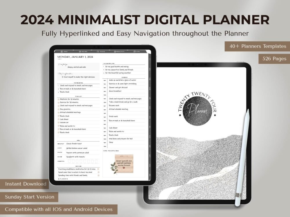 White Mode Minimalist Planner