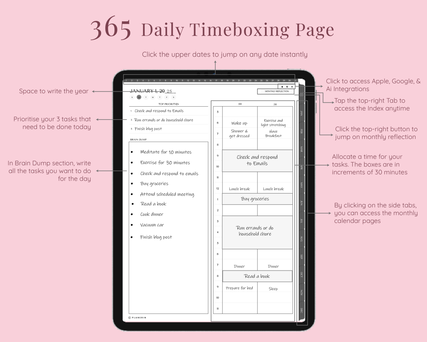 daily planning in Timebox Undated Digital Planner daily planning in Timebox Undated Digital Planner