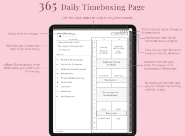 daily planning in Timebox Undated Digital Planner