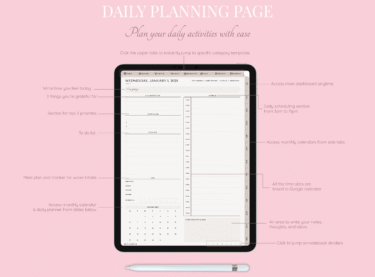 Daily planning page with Google Calendar