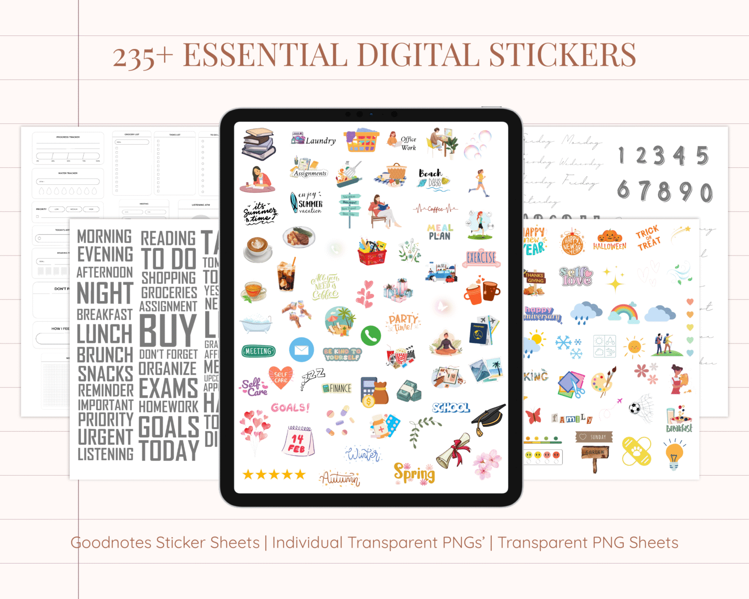 Essential Digital Stickers with cornell notebook bundle