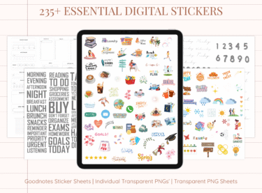 Essential Digital Stickers with cornell notebook bundle
