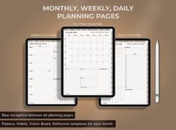 Monthly, weekly, daily planning pages- all in one