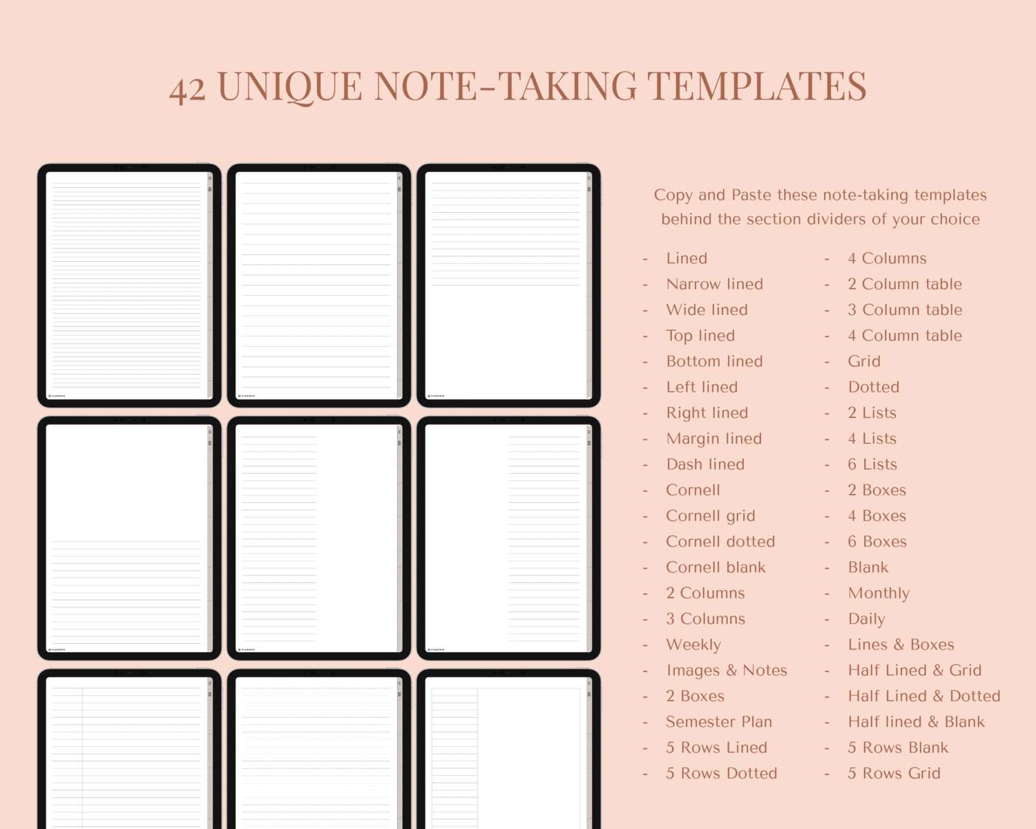Note taking templates in 3 in 1