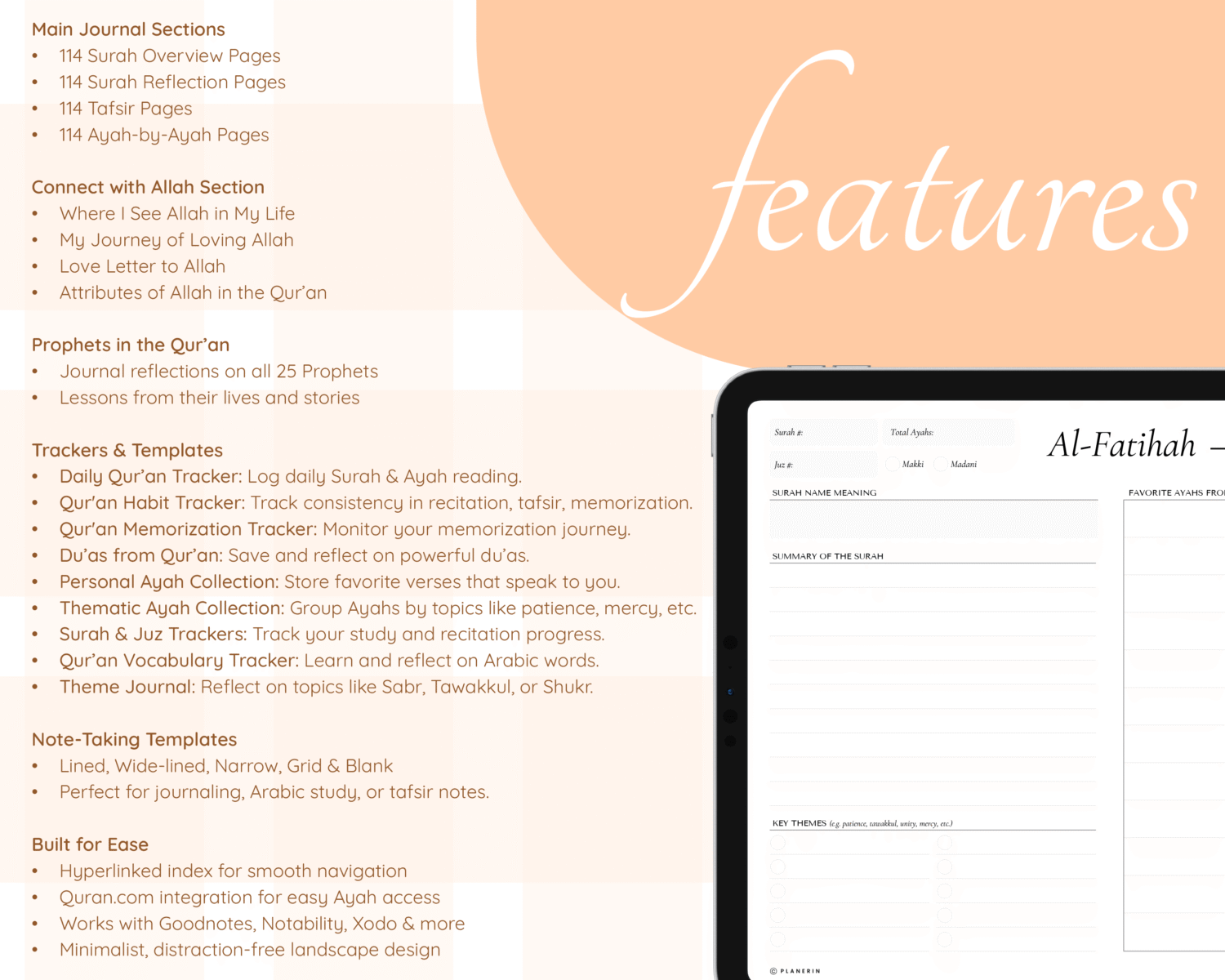 Quran Journal features