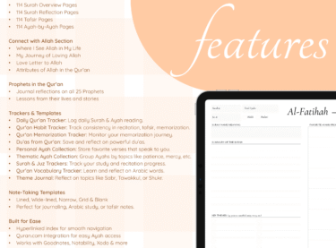 Quran Journal features