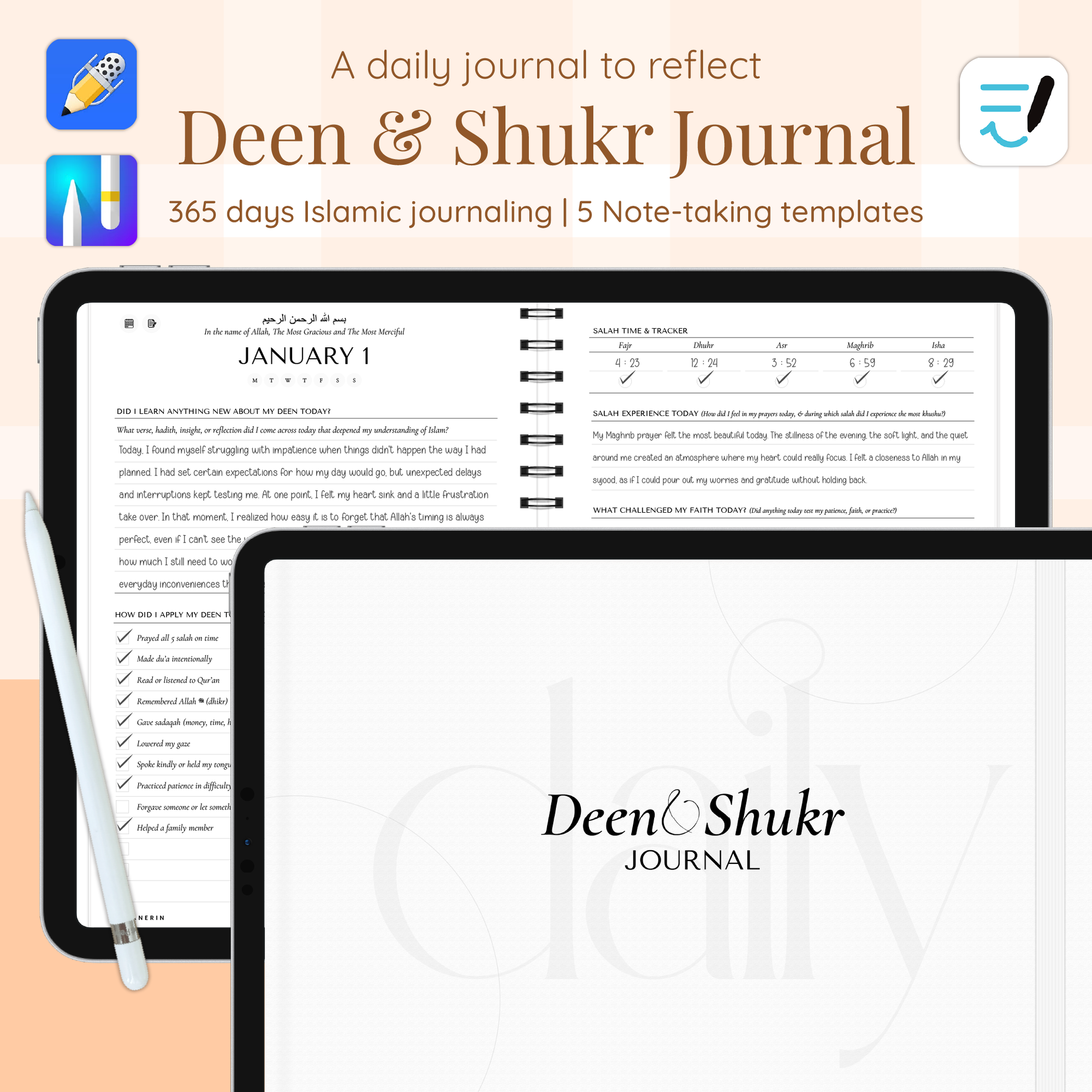 Deen & Shukar Daily Journal In White Mode