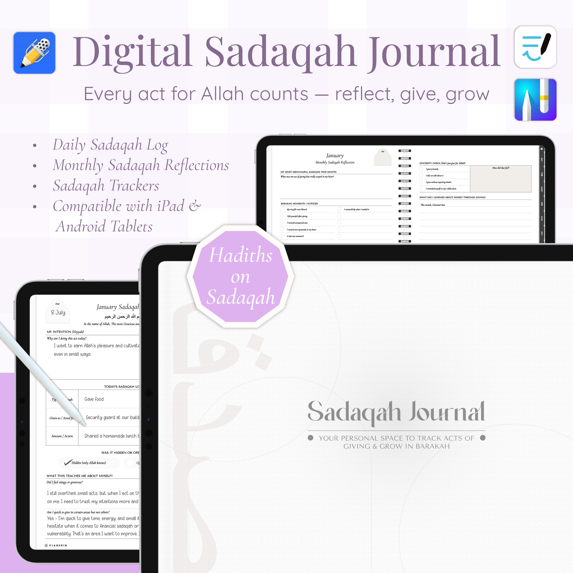 Digital Sadaqah Journal In White Mode | Charity Journal