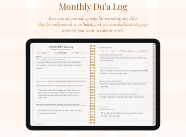 Du'a Log inside dua journal beige mode