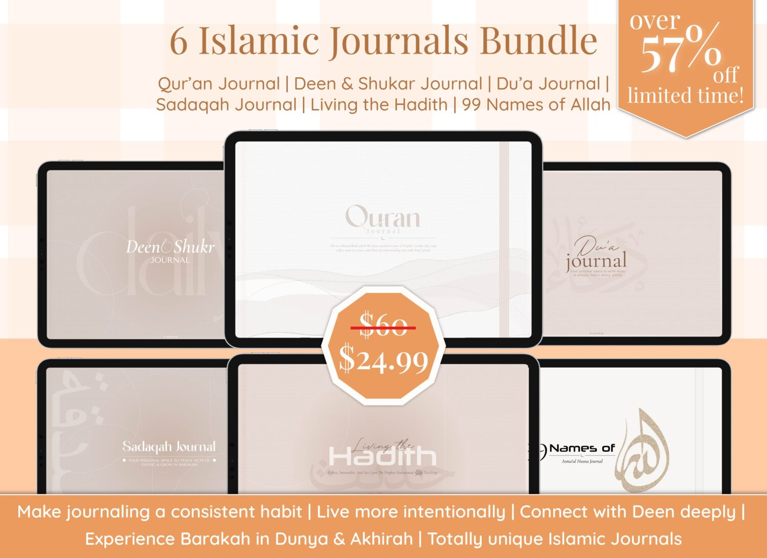 beige mode islamic journals digital bundle