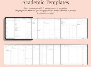 Academic templates in digital student planner