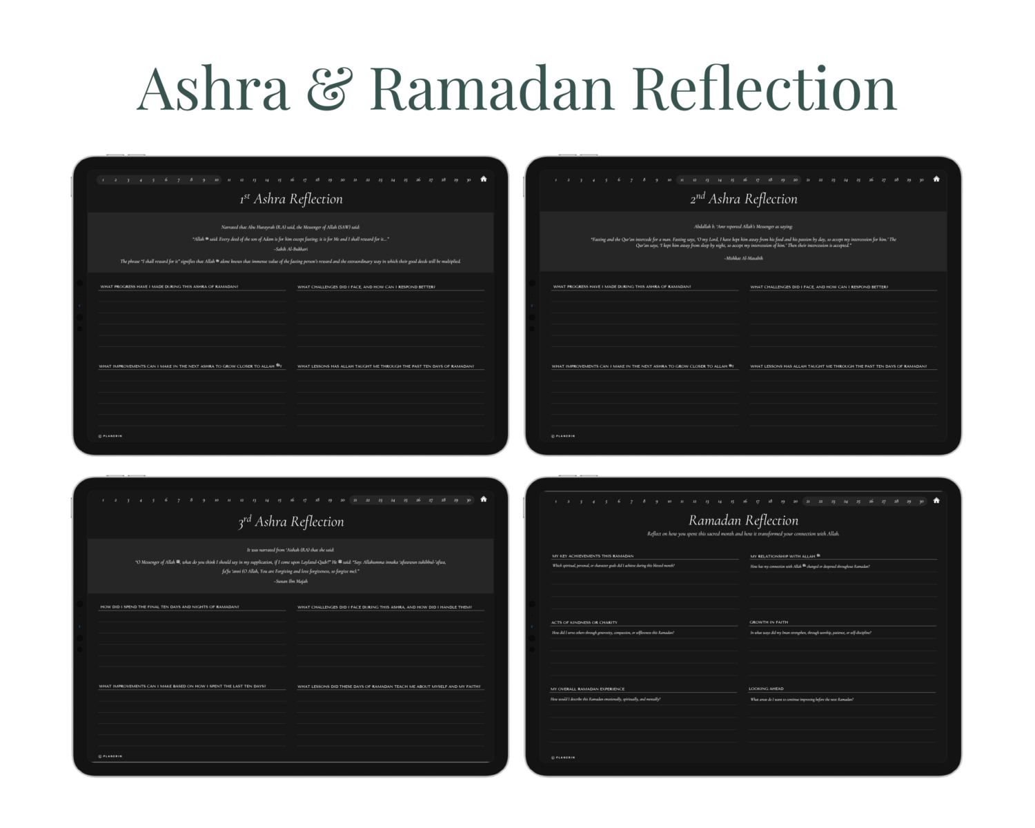 Ashra Reflection inside dark mode ramadan planner