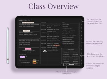 Daily planning in Digital Student Planner Dark Mode Edition