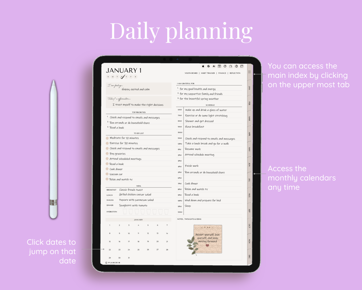 Daily planning in minimalist daily planner Daily planning in minimalist daily planner