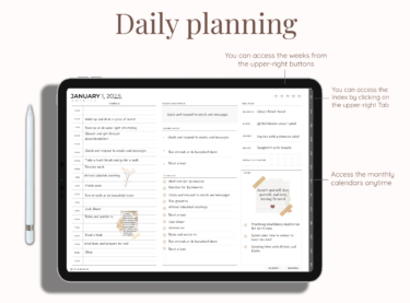 Daily planning inside digital student planner