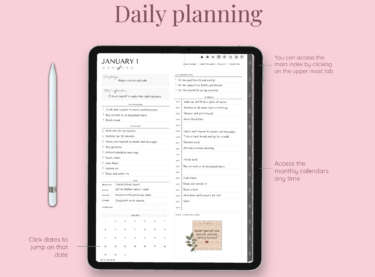 Daily planning page inside undated digital daily planner