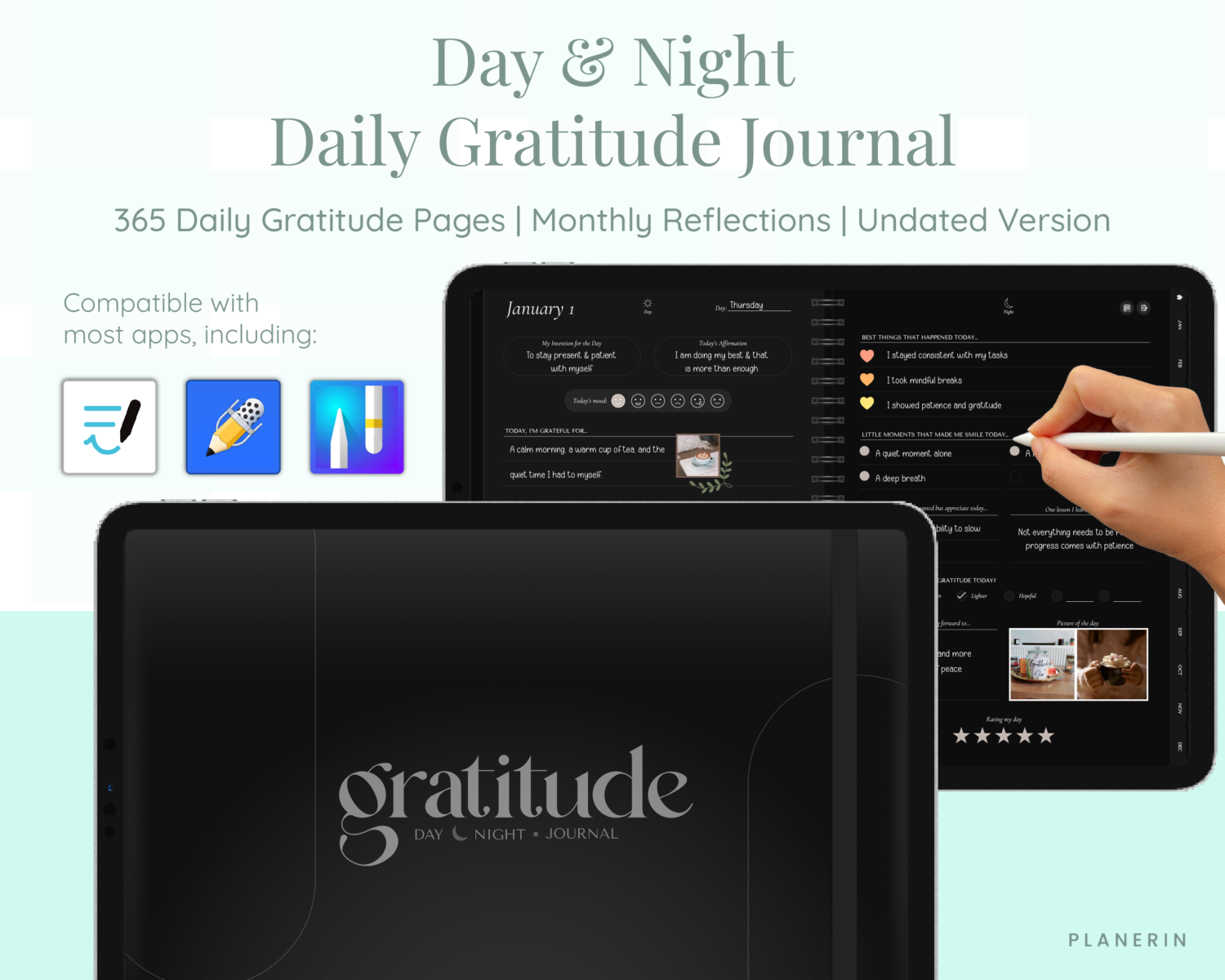 Dark Mode Daily Gratitude Journal