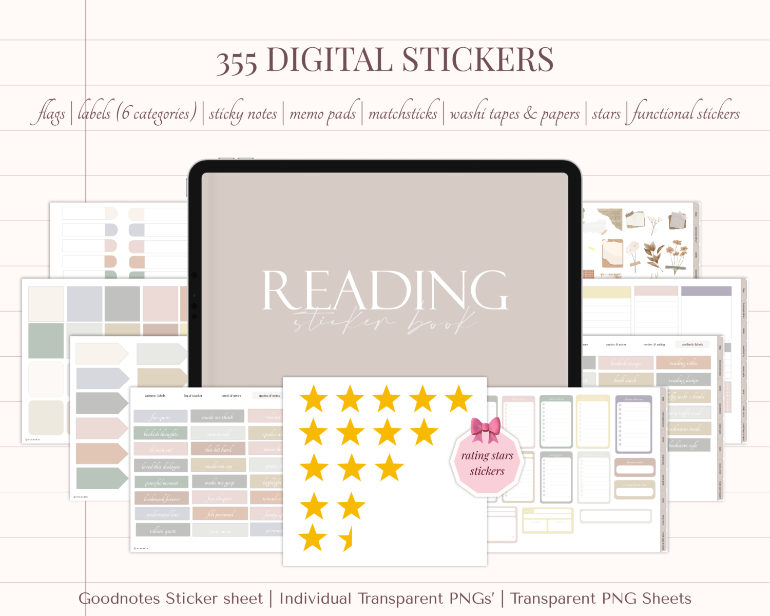 Digital Stickers With Reading jorunal Digital Stickers With Reading jorunal