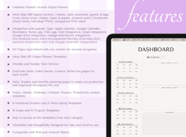 Features of Ultimate Muslim Digital Planner
