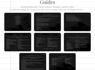 Guides inside dark mode ramadan planner