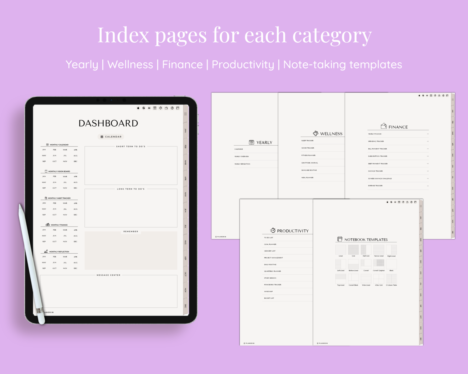 Indexes of minimalist daily planner Indexes of minimalist daily planner