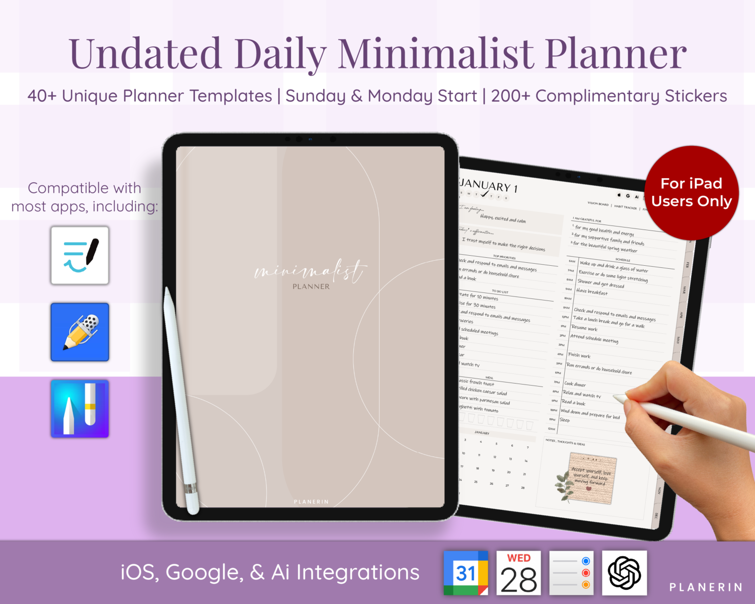 Minimalist Digital Planner Undated
