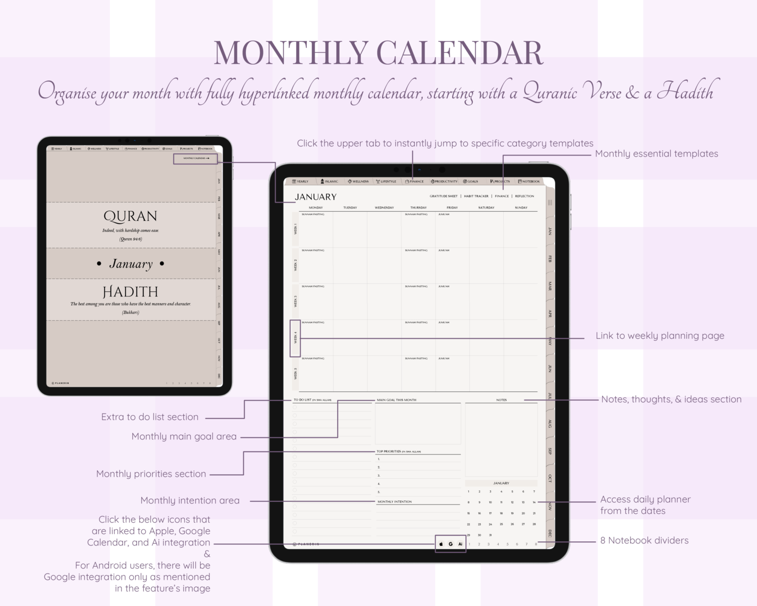 Monthly planning in Ultimate Muslim Digital Planner Monthly planning in Ultimate Muslim Digital Planner