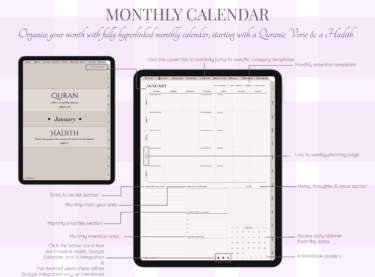 Monthly planning in Ultimate Muslim Digital Planner