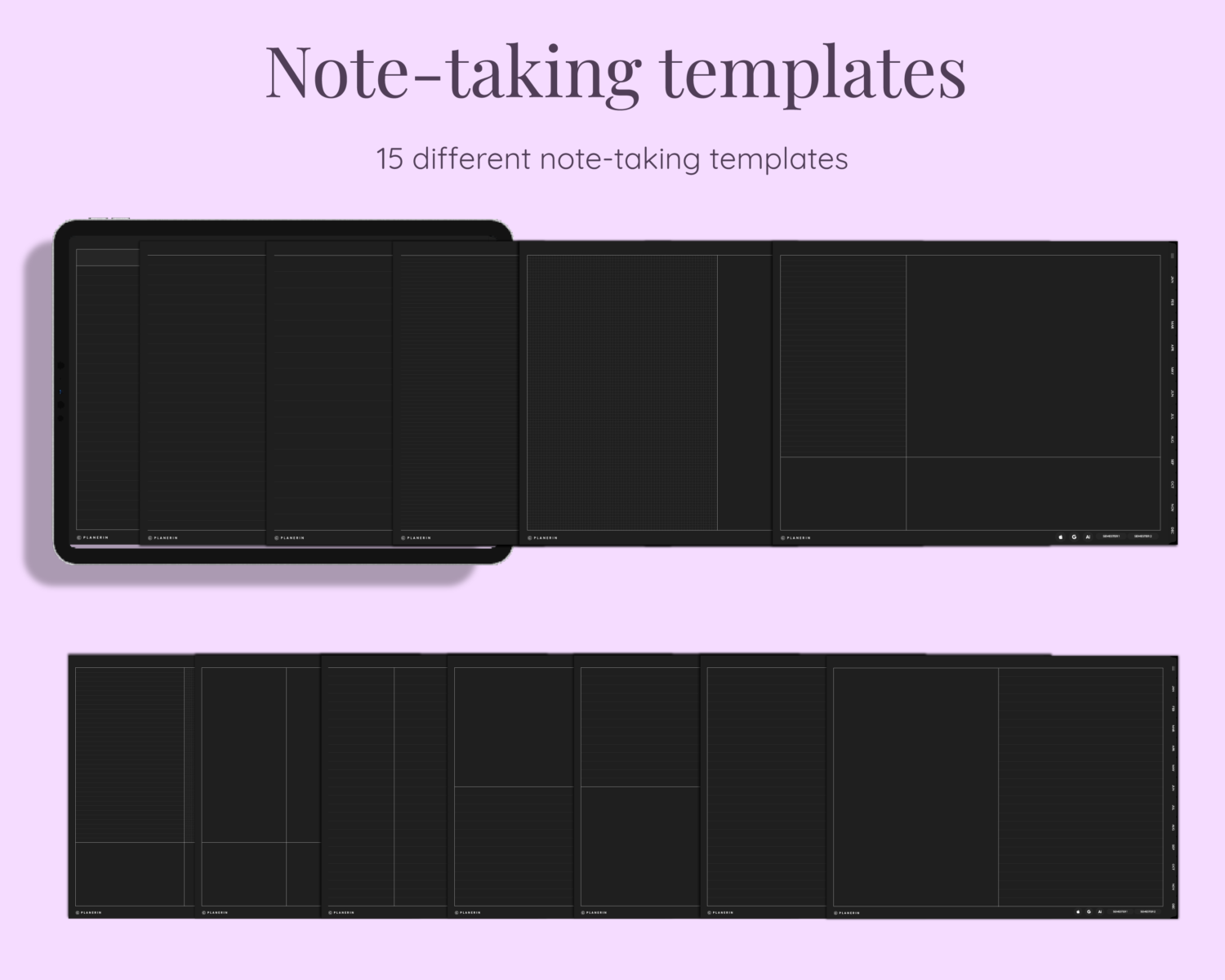 Note-taking templates in Digital Student Planner Dark Mode Edition Note-taking templates in Digital Student Planner Dark Mode Edition
