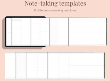 Note-taking templates in digital student planner