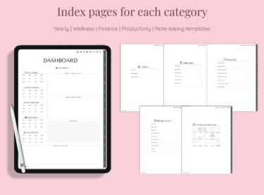 Notebook dividers & templates in undated digital daily planner