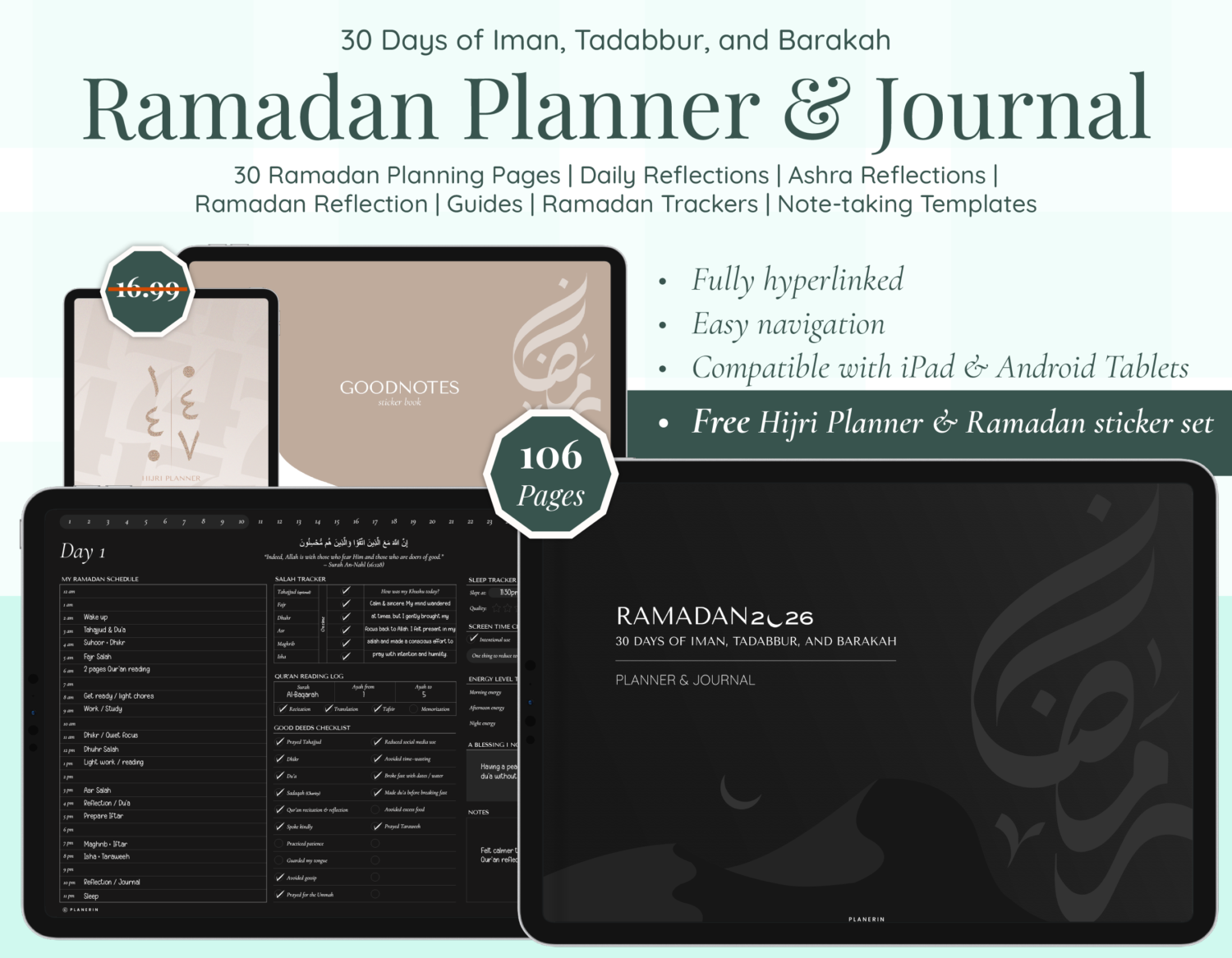 Dark mode digital ramadan planner and journal