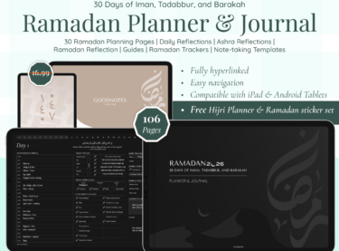 Dark mode digital ramadan planner and journal