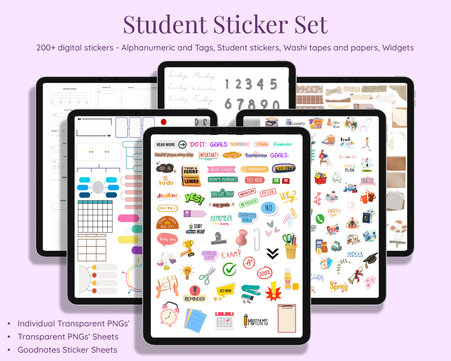 Stickers with Digital Student Planner Dark Mode Edition Stickers with Digital Student Planner Dark Mode Edition