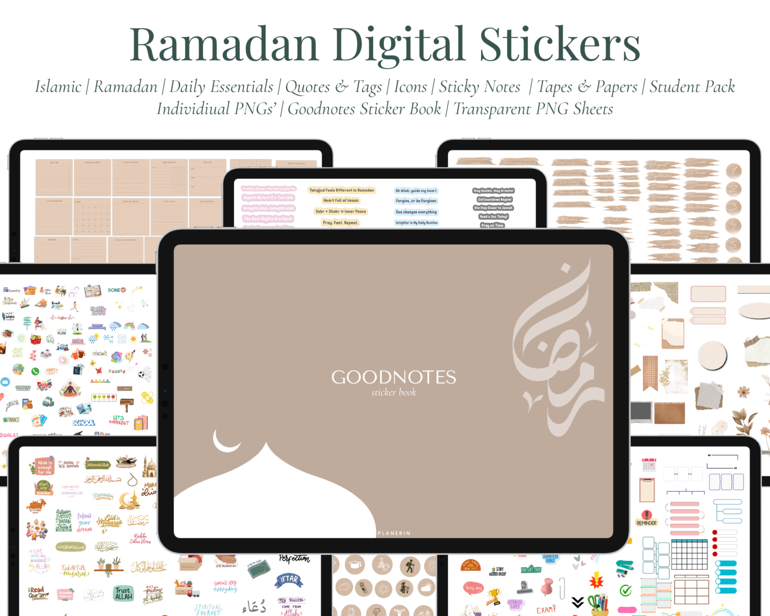 Stickers with dark mode Ramadan journal