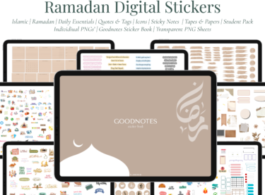 Stickers with dark mode Ramadan journal