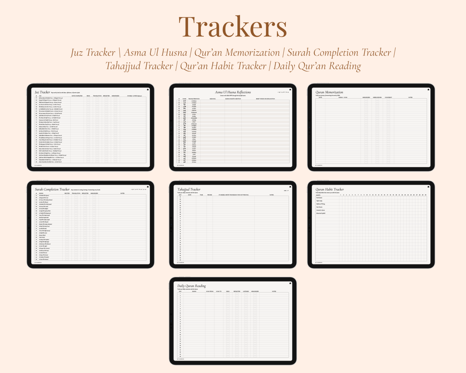 Trackers inside Ramadan Planner & Journal