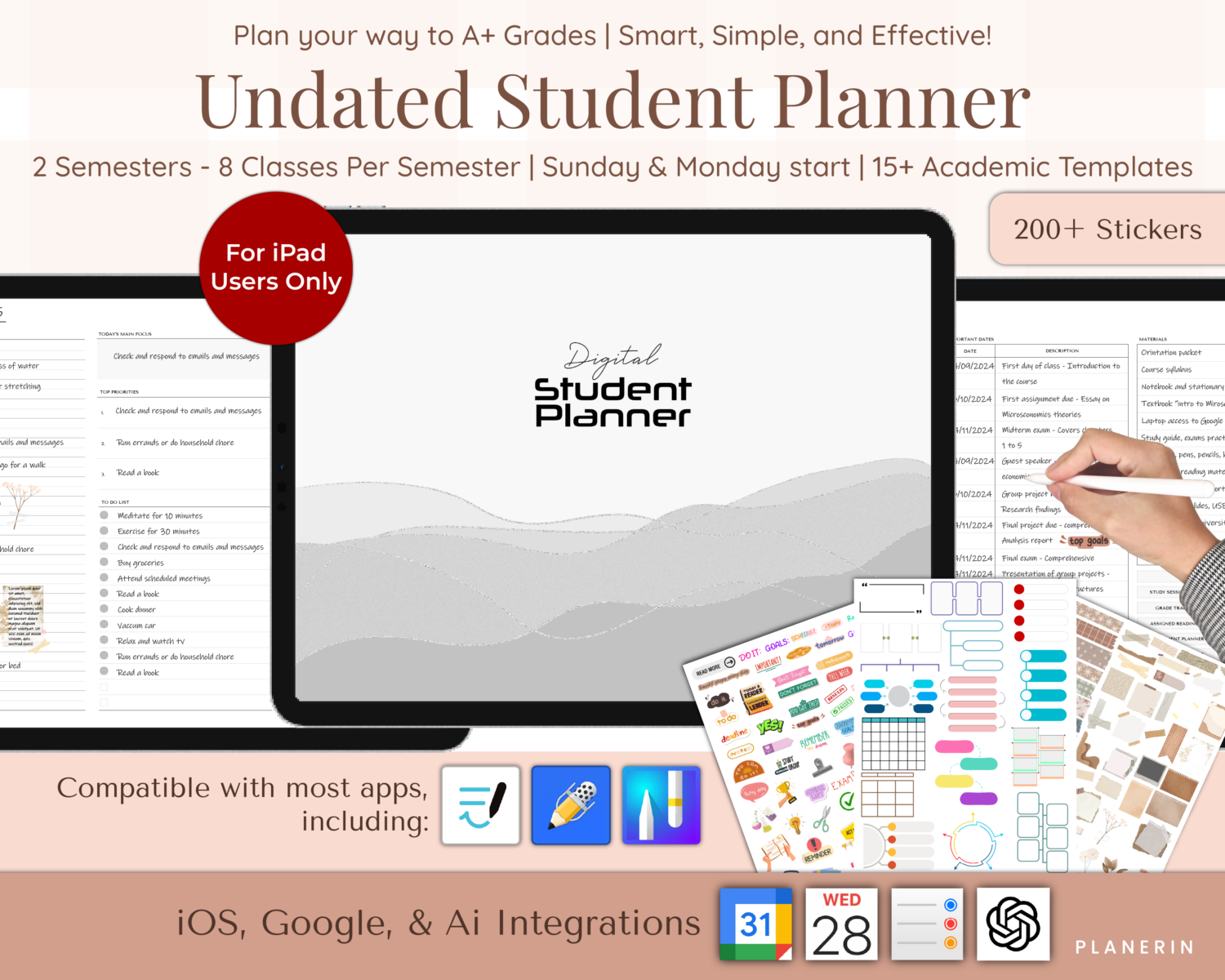 Undated Digital Student Planner